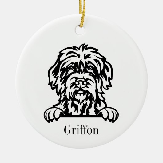 Drahthaar Pointing Griffon Keramik Ornament (Vorne)