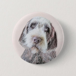 Drahthaar Pointing Griffon Painting - Dog Art Button