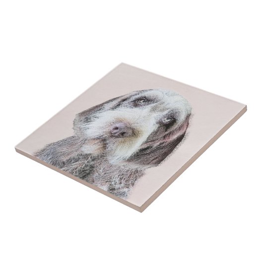 Drahthaar Pointing Griffon Painting - Dog Art Fliese (Seite)