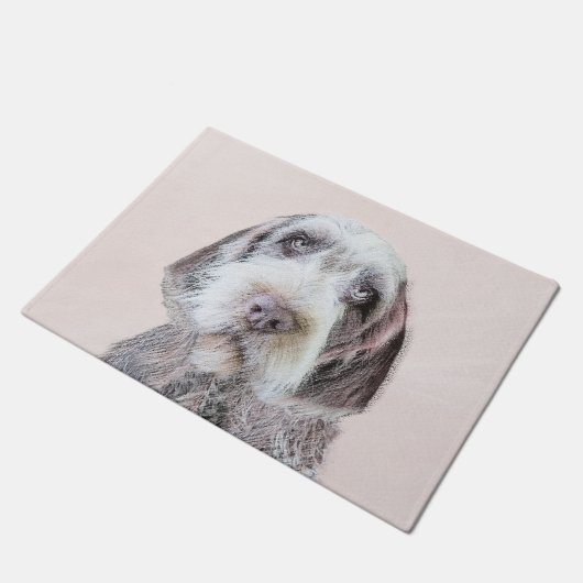 Drahthaar Pointing Griffon Painting - Dog Art Fußmatte (Schrägansicht)