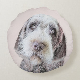 Drahthaar Pointing Griffon Painting - Dog Art Rundes Kissen