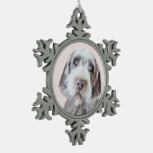 Drahthaar Pointing Griffon Painting - Dog Art Schneeflocken Zinn-Ornament (Links)