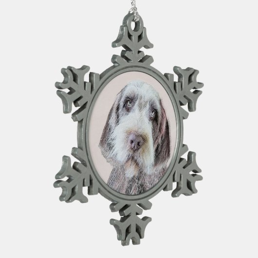 Drahthaar Pointing Griffon Painting - Dog Art Schneeflocken Zinn-Ornament (Links)