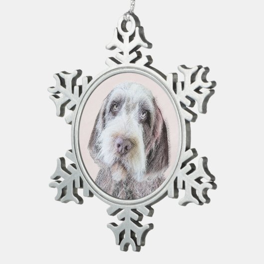 Drahthaar Pointing Griffon Painting - Dog Art Schneeflocken Zinn-Ornament (Rechts)