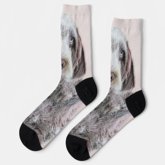 Drahthaar Pointing Griffon Painting - Dog Art Socken (Linkes Detail)