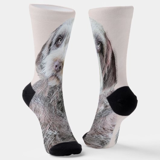 Drahthaar Pointing Griffon Painting - Dog Art Socken (Gewinkelt)