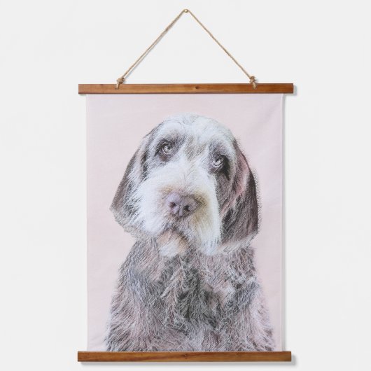 Drahthaar Pointing Griffon Painting - Dog Art Wandteppich Mit Holzrahmen (Vorderseite)