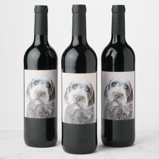 Drahthaar Pointing Griffon Painting - Dog Art Weinetikett (Flaschen)