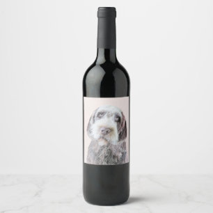 Drahthaar Pointing Griffon Painting - Hund Art Weinetikett