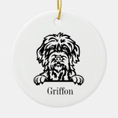 Drahthaar Pointing Griffon personalisiertes Tier Keramik Ornament (Vorne)