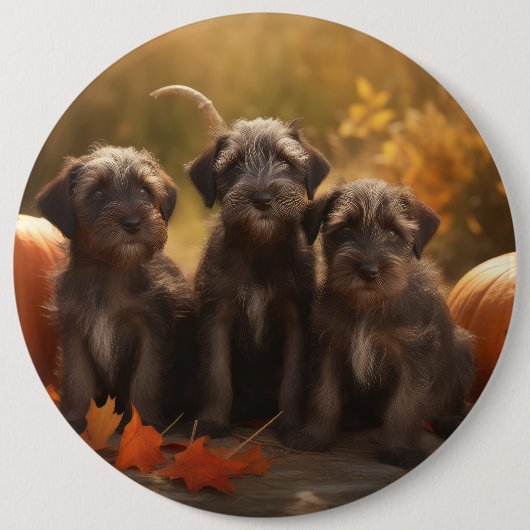 Drahthaar Pointing Griffon Puppy Herbst Button (Vorderseite)