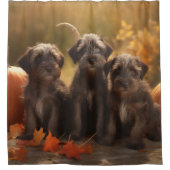 Drahthaar Pointing Griffon Puppy Herbst Duschvorhang (Vorderseite)