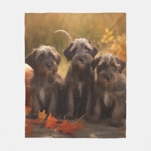 Drahthaar Pointing Griffon Puppy Herbst Fleecedecke (Vorderseite)
