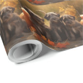 Drahthaar Pointing Griffon Puppy Herbst Geschenkpapier (Rolleneckpunkt)