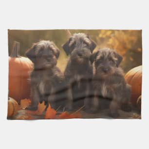 Drahthaar Pointing Griffon Puppy Herbst Geschirrtuch