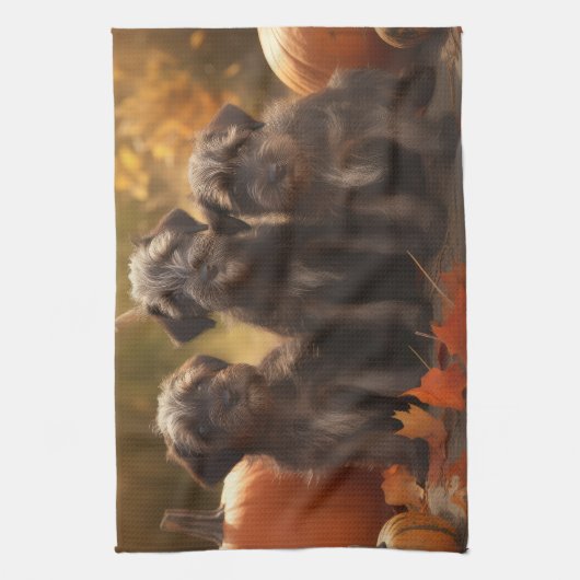 Drahthaar Pointing Griffon Puppy Herbst Geschirrtuch (Vertikal)