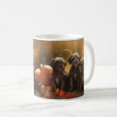 Drahthaar Pointing Griffon Puppy Herbst Kaffeetasse (VorderseiteRechts)
