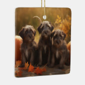 Drahthaar Pointing Griffon Puppy Herbst Keramikornament (Rechts)