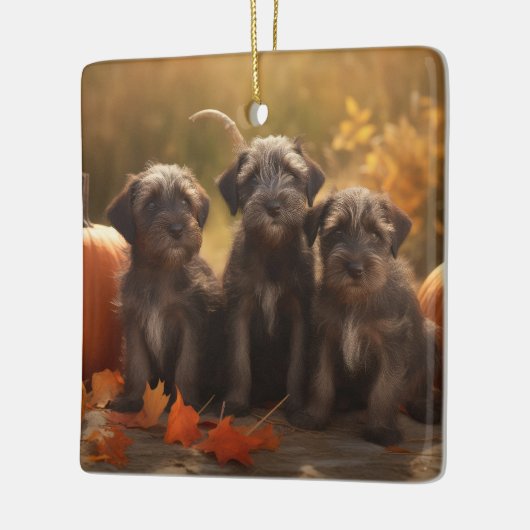 Drahthaar Pointing Griffon Puppy Herbst Keramikornament (Links)