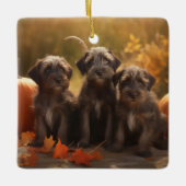 Drahthaar Pointing Griffon Puppy Herbst Keramikornament (Vorderseite)