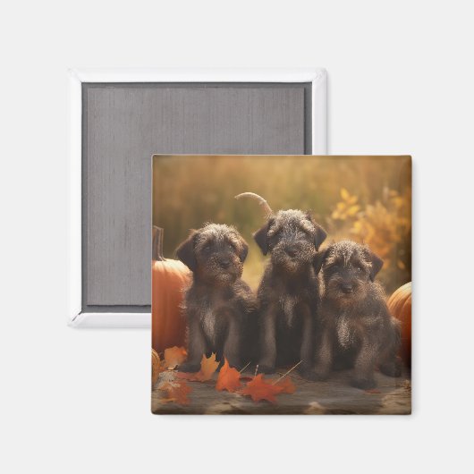 Drahthaar Pointing Griffon Puppy Herbst Magnet (Vorderseite/Rückseite)
