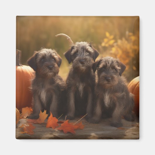 Drahthaar Pointing Griffon Puppy Herbst Magnet (Vorne)