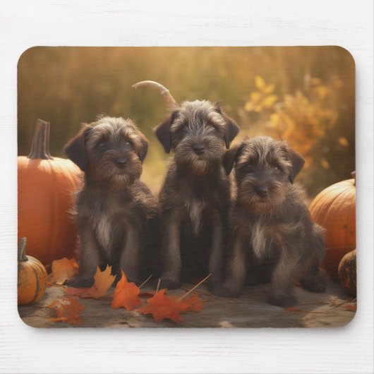 Drahthaar Pointing Griffon Puppy Herbst Mousepad (Vorne)