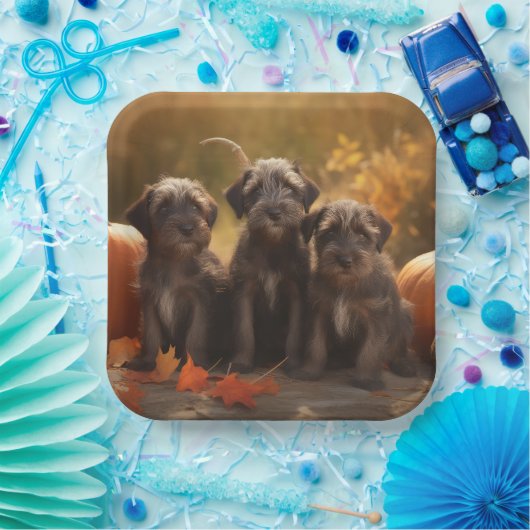 Drahthaar Pointing Griffon Puppy Herbst Pappteller (Party)