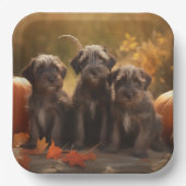 Drahthaar Pointing Griffon Puppy Herbst Pappteller (Vorderseite)