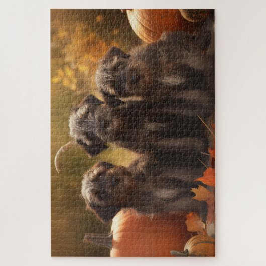 Drahthaar Pointing Griffon Puppy Herbst Puzzle (Vertikal)