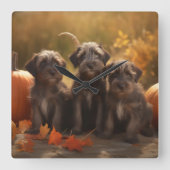 Drahthaar Pointing Griffon Puppy Herbst Quadratische Wanduhr (Vorderseite)