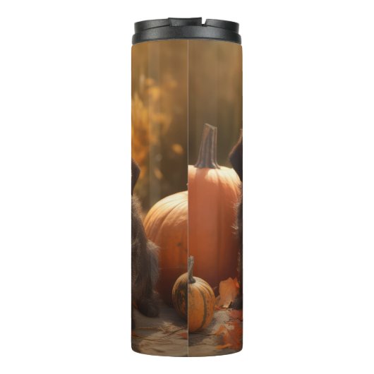 Drahthaar Pointing Griffon Puppy Herbst Thermosbecher (Rückseite)