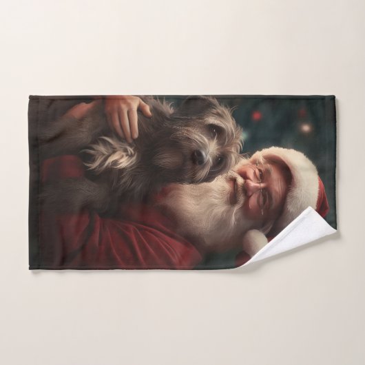 Drahthaar Pointing Griffon Santa Claus Weihnachten Badhandtuch Set (Handtuch)