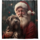 Drahthaar Pointing Griffon Santa Claus Weihnachten Duschvorhang (Vorderseite)