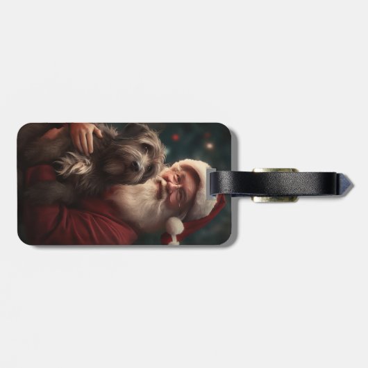 Drahthaar Pointing Griffon Santa Claus Weihnachten Gepäckanhänger (Rückseite horizontal)