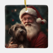 Drahthaar Pointing Griffon Santa Claus Weihnachten Keramikornament (Vorderseite)