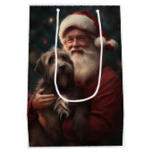 Drahthaar Pointing Griffon Santa Claus Weihnachten Mittlere Geschenktüte (Rückseite)