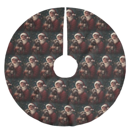 Drahthaar Pointing Griffon Santa Claus Weihnachten Polyester Weihnachtsbaumdecke (Vorderseite)