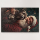 Drahthaar Pointing Griffon Santa Claus Weihnachten Puzzle (Horizontal)