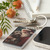 Drahthaar Pointing Griffon Santa Claus Weihnachten Schlüsselanhänger (Vorderseite rechts)