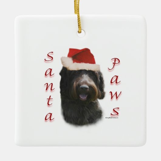 Drahthaar Pointing Griffon Santa Paws Keramikornament (Vorderseite)