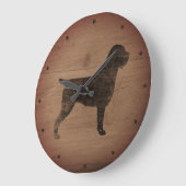 Drahthaar Pointing Griffon Silhouette Rustikal Große Wanduhr (Winkel)