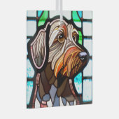 Drahthaar Pointing Griffon "Stached Glass" Ornament Aus Glas (Vorderseite Rechts)