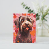 Drahthaar Pointing Griffon Valentinstag Postkarte (Stehend Vorderseite)