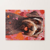 Drahthaar Pointing Griffon Valentinstag Puzzle (Horizontal)