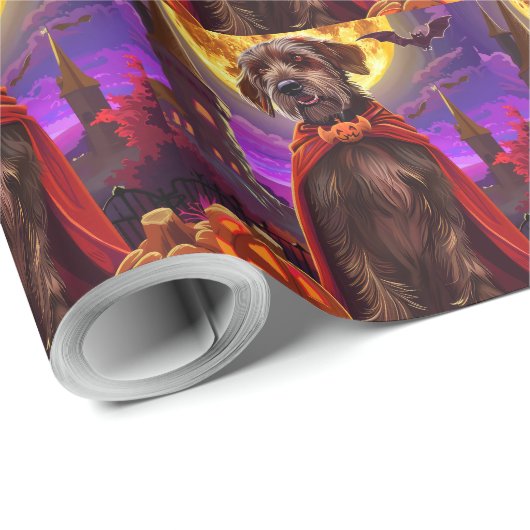 Drahthaar Pointing Griffon Vampire Pumpkins Beängs Geschenkpapier (Rolleneckpunkt)