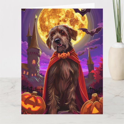 Drahthaar Pointing Griffon Vampire Pumpkins Beängs Karte (Vorderseite)