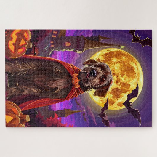 Drahthaar Pointing Griffon Vampire Pumpkins Beängs Puzzle (Horizontal)