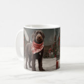 Drahthaar Pointing Hund im Schnee Weihnachten Kaffeetasse (Vorderseite Links)