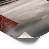 Drahthaar Pointing Hund im Schnee Weihnachten Poster (Ecke)